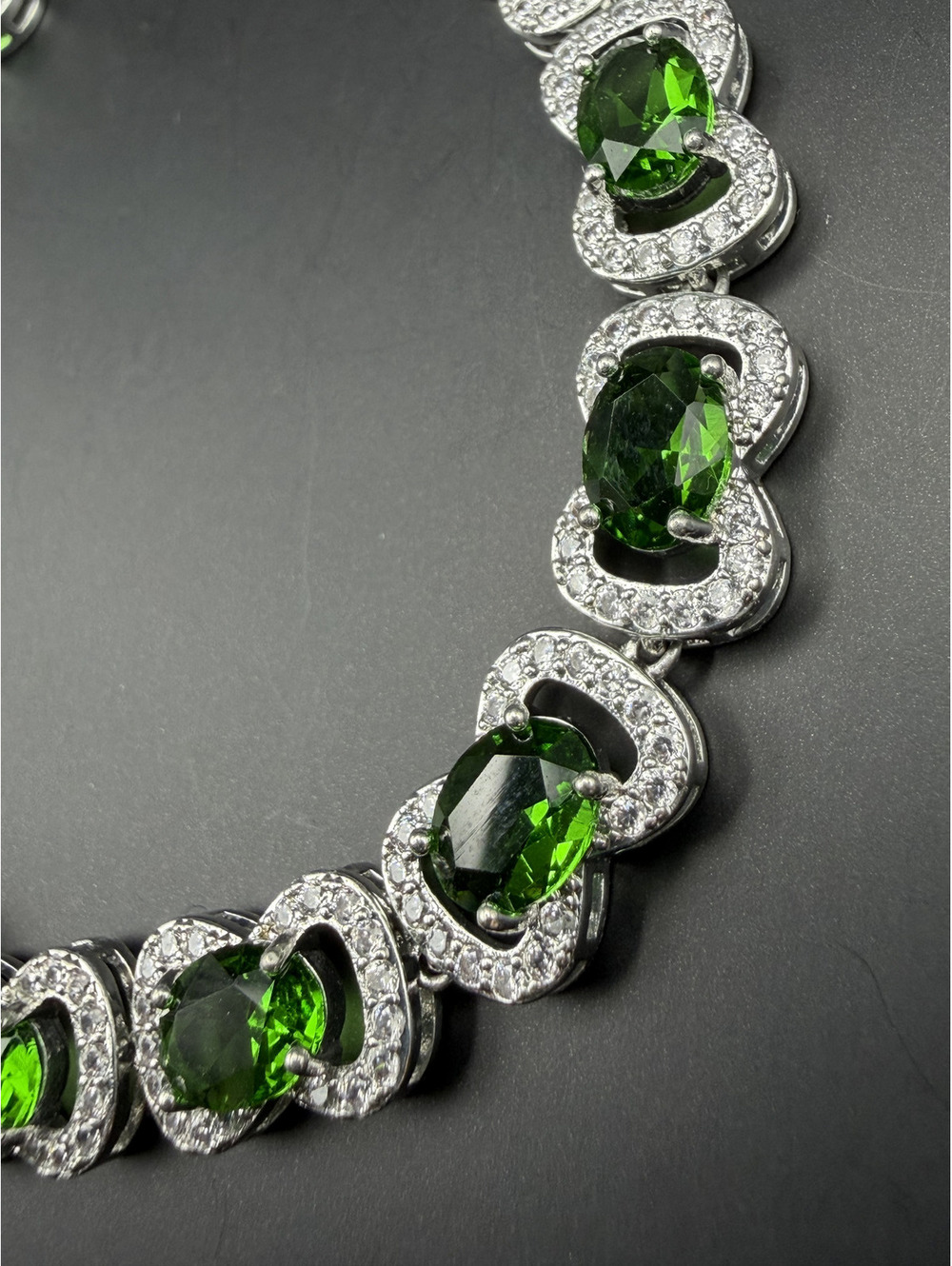 candy+clover elite green peridot crystal halo 14k white gold plated bracelet